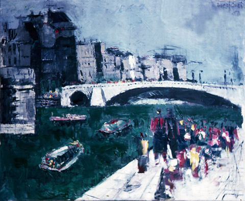 A landscape painting by Suraj Ghai, Paris