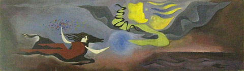 Ashwin Receiving Amrit from Brahma, a Mural for AIIMS