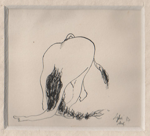 Woman as Cow, a drawing by Suraj Ghai
