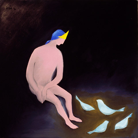 Naked Prince and the Birds, a painting